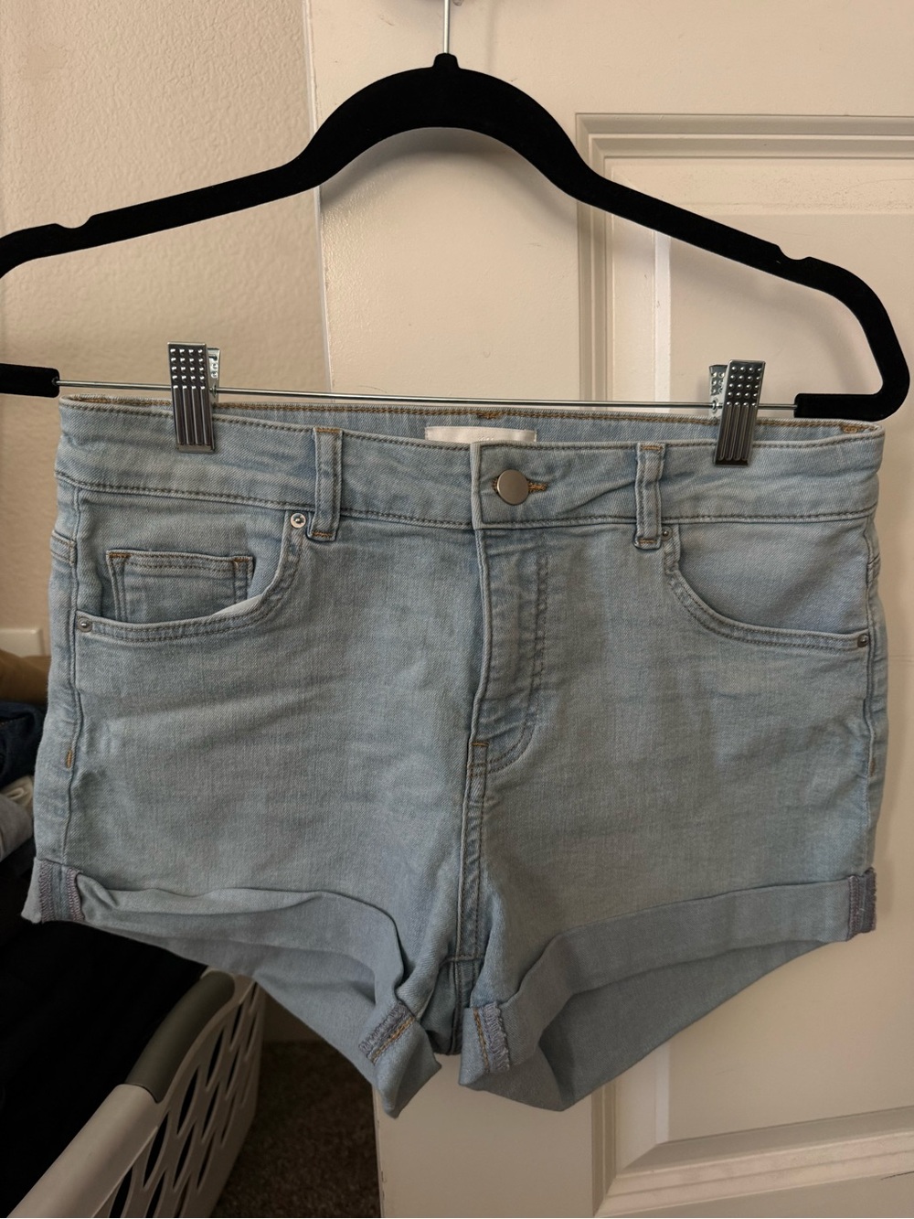H&M Light Wash Denim Roll-Cuff Shorts